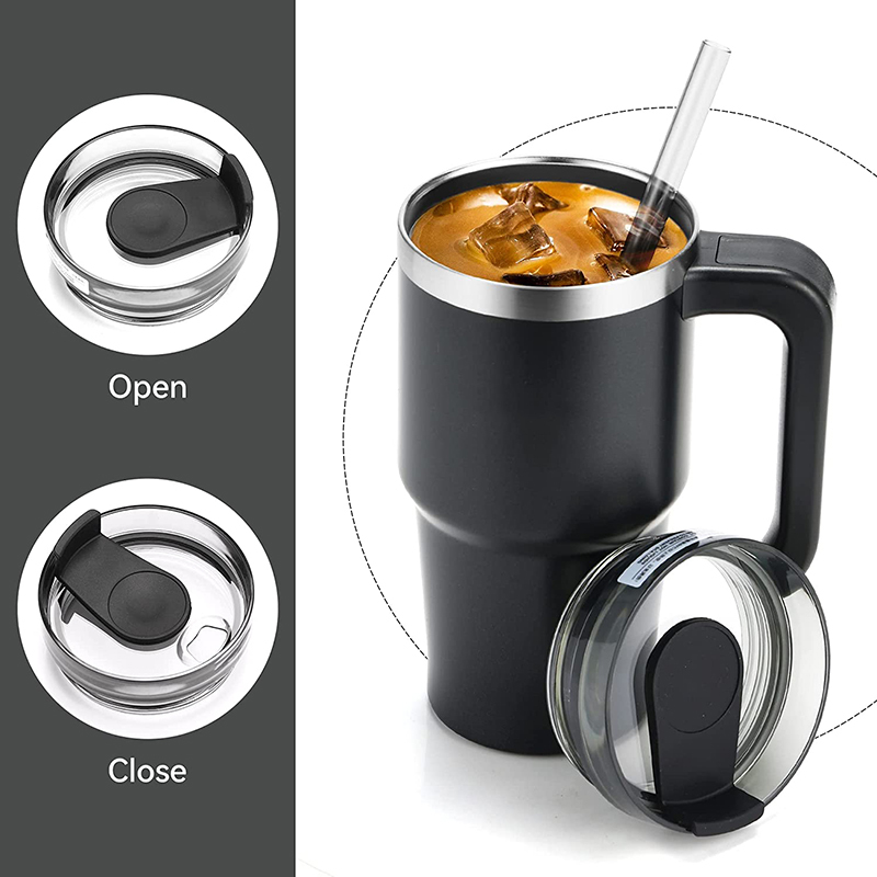 Custom 20oz & 30oz Adventure Tumbler Thermos Bottle Metal Leak Resistant Reusable with Handle for Straw Lid and Big Grip