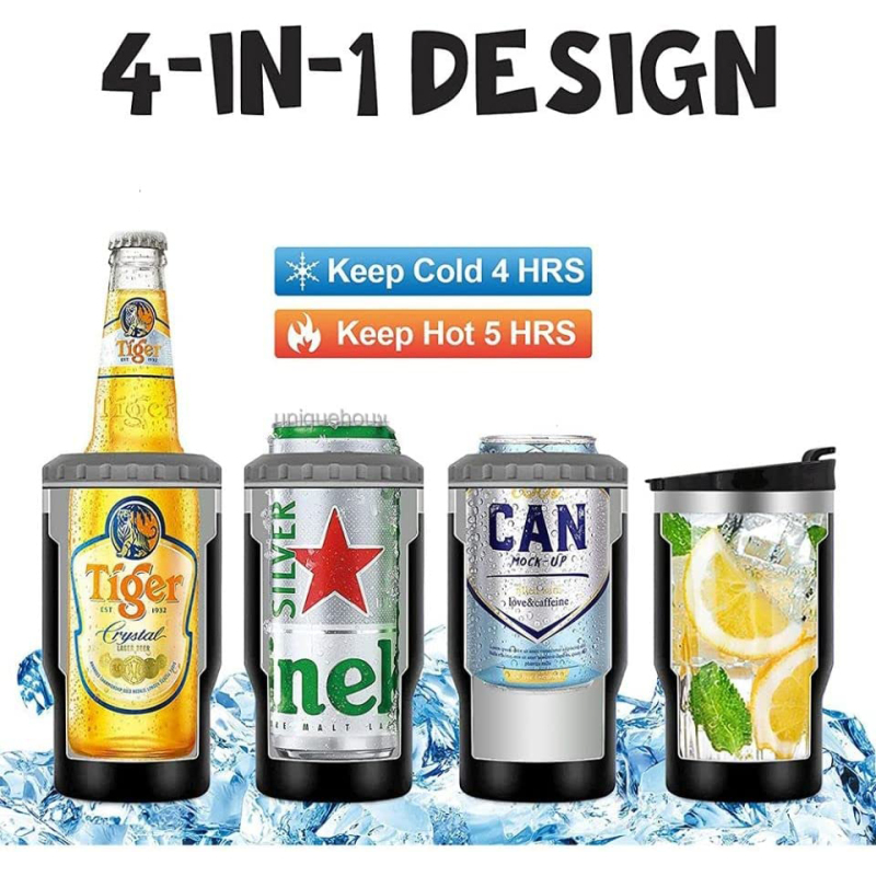 In Stock Can Cooler Double Walled Stainless Steel Tumbler Beer Cooler Mug Keep Cold Long Wholesale 14oz
