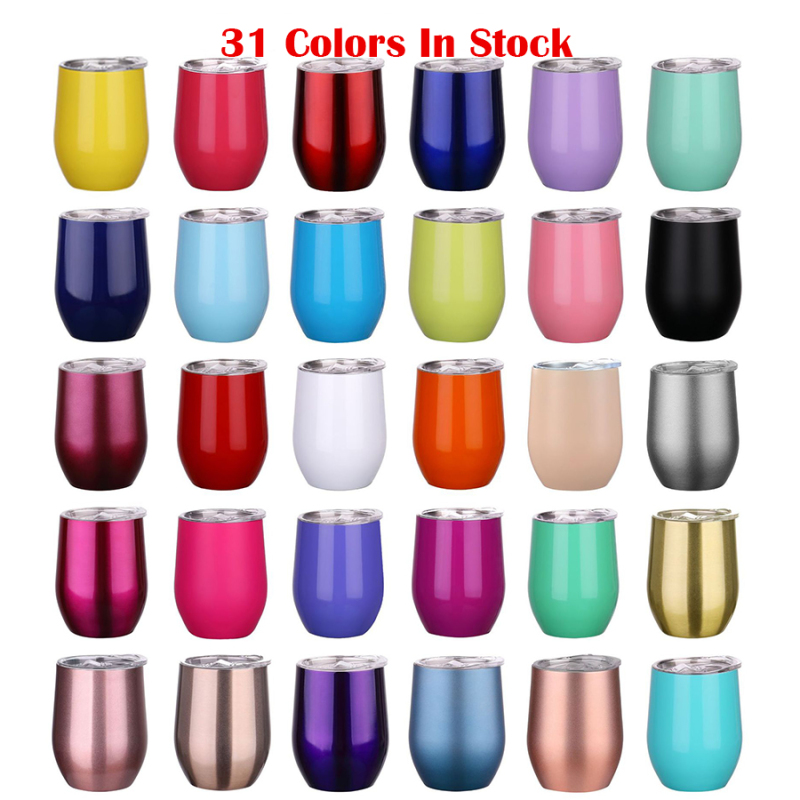 Wholesale Custom 12oz Vacuum Double Wall Stainless Steel Swig Egg Wine Tumbler with Lids Straw