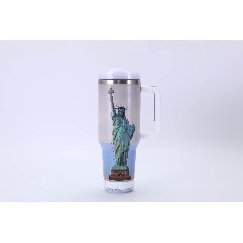Custom Stainless Steel Travel Outdoor Thermos Mug With Speaker High Quality bluetooth Mug
