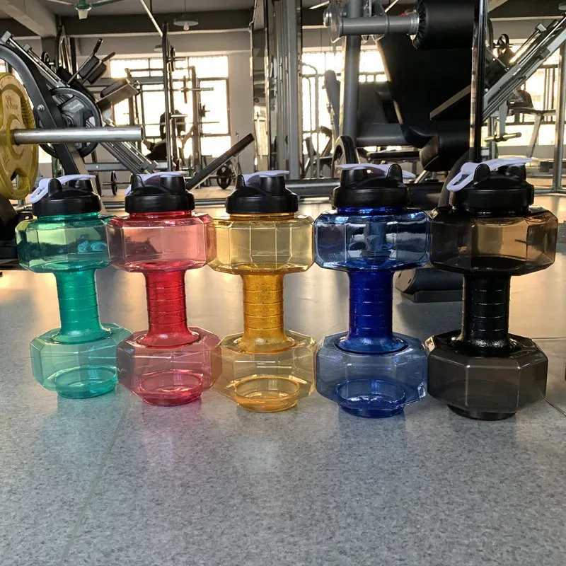 500/2600ML Sports Dumbbell Water Bottles Leakproof Portable Unbreakable Sports Plastic Fitness Dumbbells Gym Training