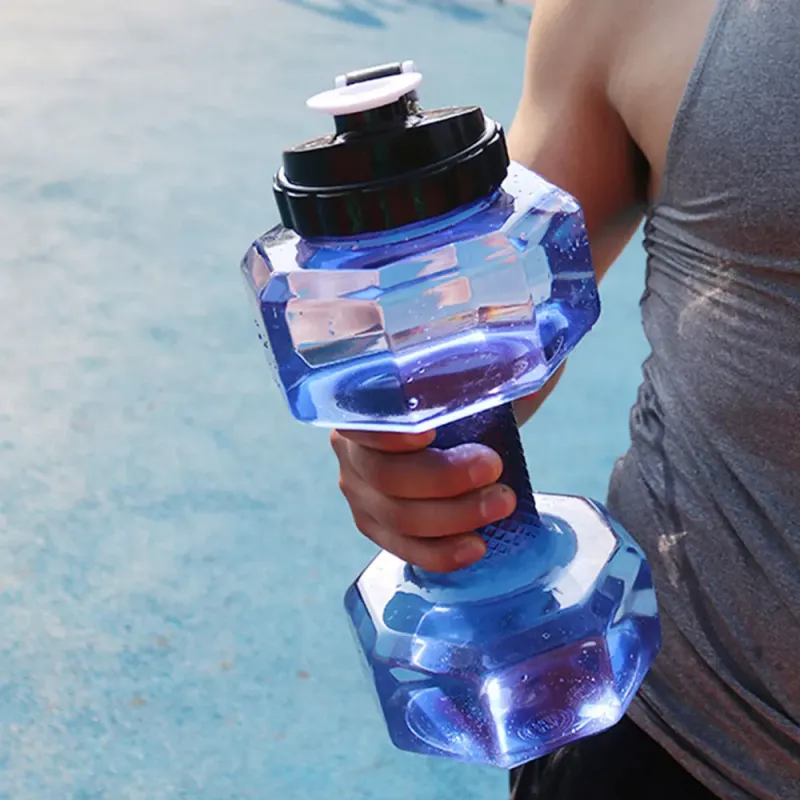 500/2600ML Sports Dumbbell Water Bottles Leakproof Portable Unbreakable Sports Plastic Fitness Dumbbells Gym Training