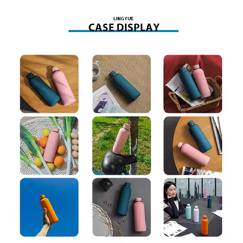 Wholesale customized colorful double wall thermos stainless steel matte paint outdoor sports small mouth water bottle