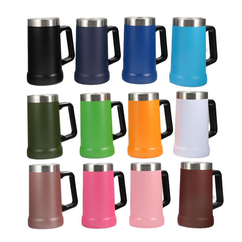 Wholesale Customized Stainless Steel Water Bottle with Handle Indoor Beer Mug Metal Material