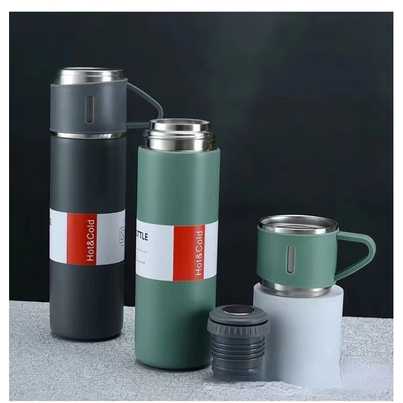 Custom Logo Luxury Business Drinkware Set 500ml Stainless Steel Water Bottle and Vacuum Flask for Travel