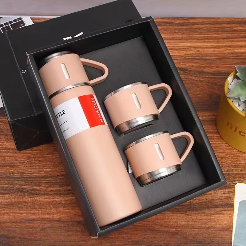 Custom Logo Luxury Business Drinkware Set 500ml Stainless Steel Water Bottle and Vacuum Flask for Travel