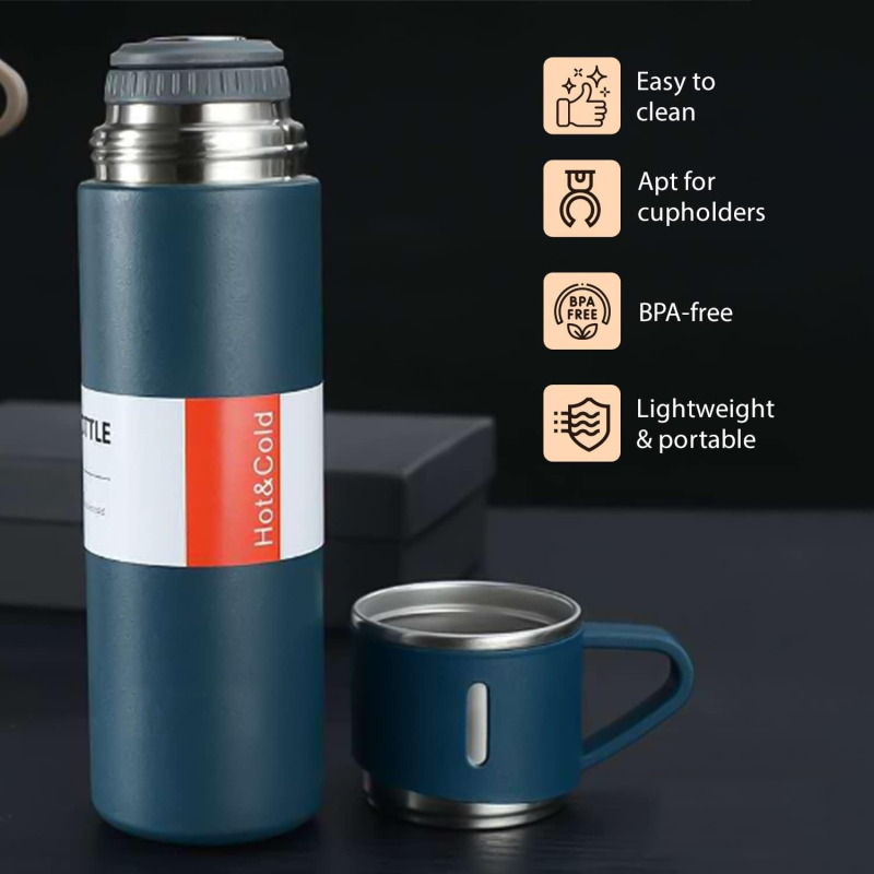 Custom Logo Luxury Business Drinkware Set 500ml Stainless Steel Water Bottle and Vacuum Flask for Travel