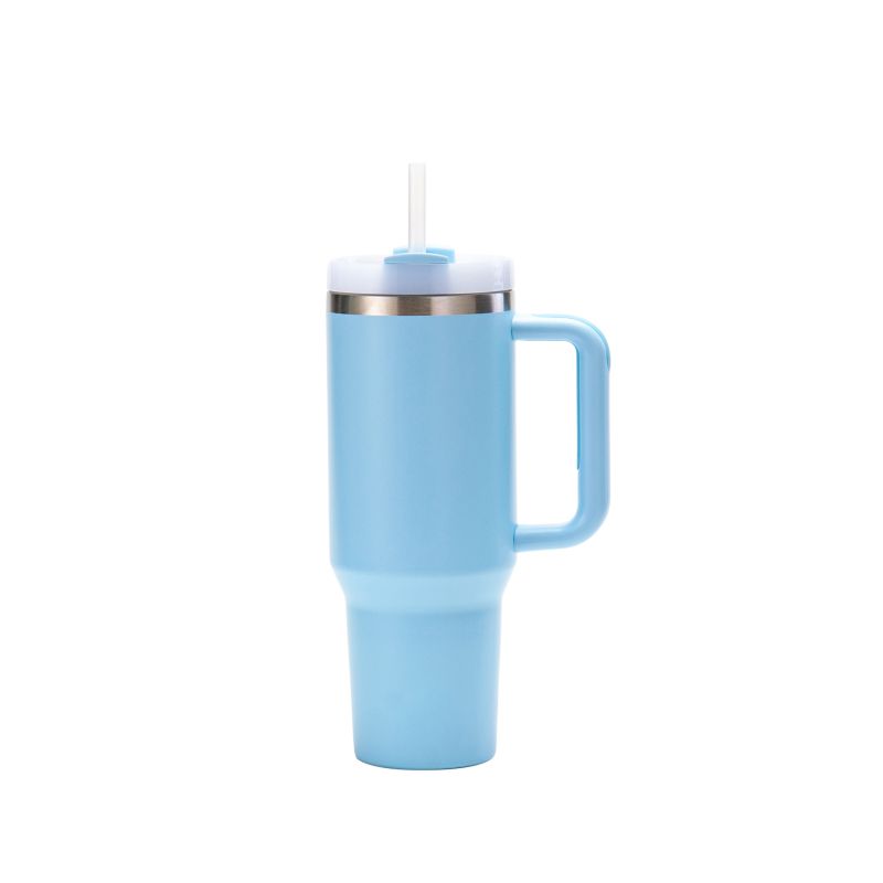 Custom Spill Proof Stainless Steel 40Oz Glass Mug Tumbler With Handle and Straw