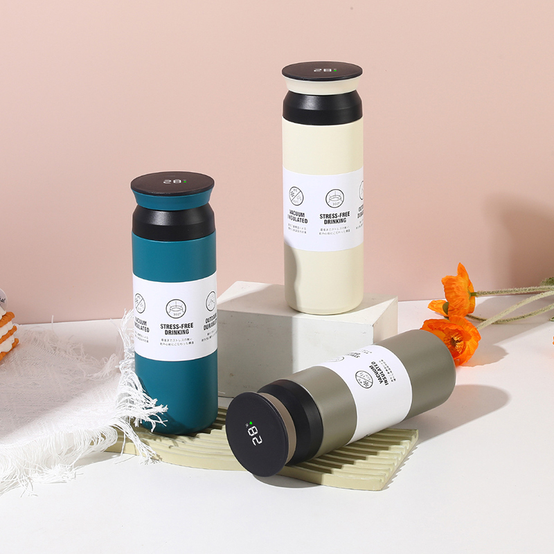 Hot Sale Wholesale 380ML 510ML Stainless Steel Travel Mugs Thermal Insulated Coffee Mug Can with LED Lid Vacuum Bottle Type