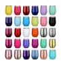 Factory Wholesale Customized 12oz Wine Glass Stainless Steel Insulated Reusable Egg Wine Tumbler Cup With Lid