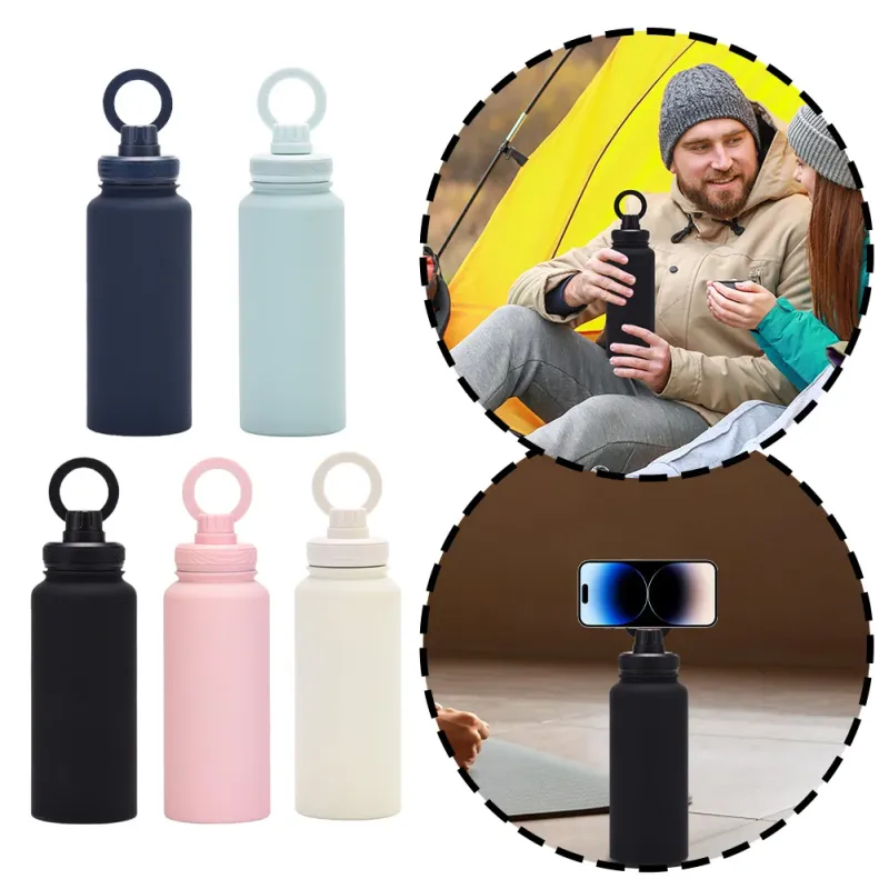 Trending Products 2024 New Arrivals 32oz Double Wall 304 Stainless Steel Magnet Water Bottle with Magnetic Phone Holder Lid