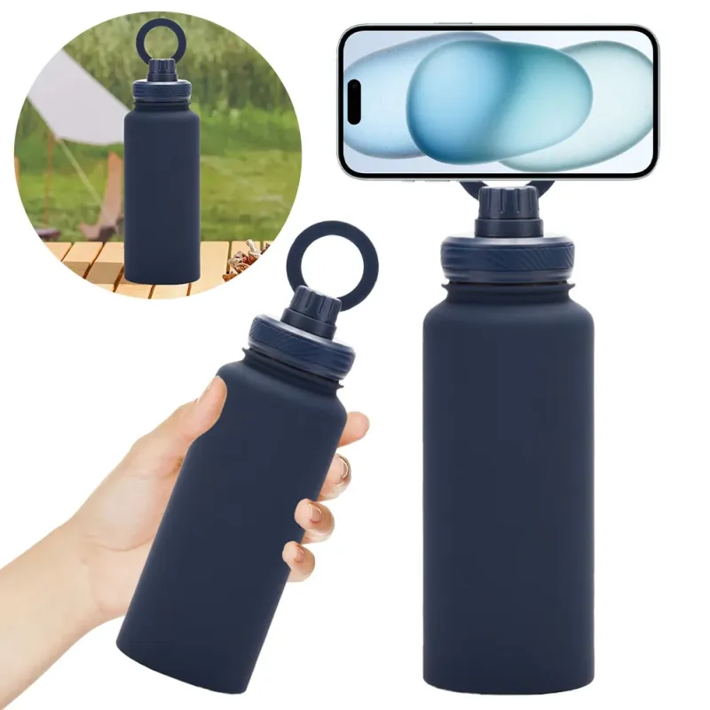 Trending Products 2024 New Arrivals 32oz Double Wall 304 Stainless Steel Magnet Water Bottle with Magnetic Phone Holder Lid