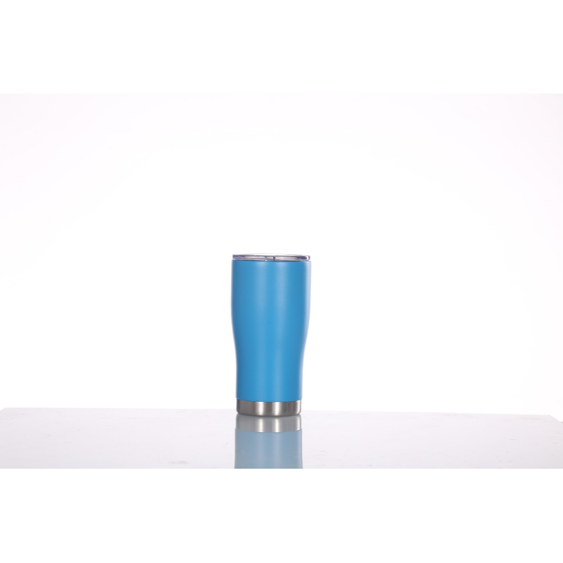 Waist Cinched 20oz Car Cup Curved Double Wall Stainless Steel Vacuum Insulated Travel Cup