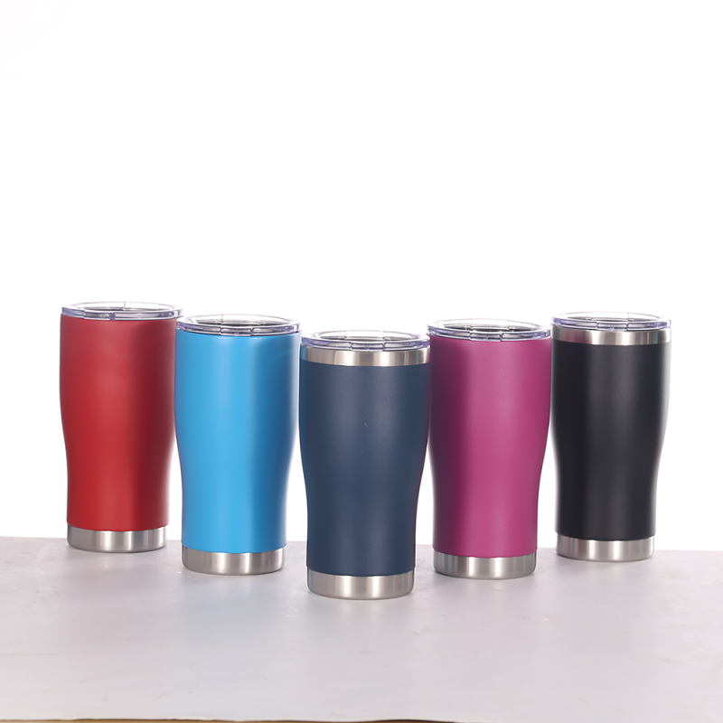Waist Cinched 20oz Car Cup Curved Double Wall Stainless Steel Vacuum Insulated Travel Cup