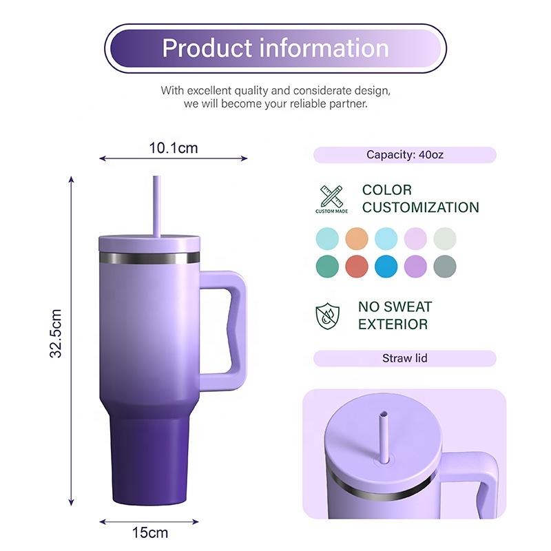 RTS 40oz Sublimation Adventure Tumbler Mugs With Handle Stainless Steel 40 oz Travel Coffee Water Bottles