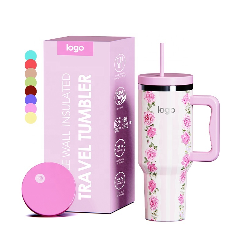 RTS 40oz Sublimation Adventure Tumbler Mugs With Handle Stainless Steel 40 oz Travel Coffee Water Bottles