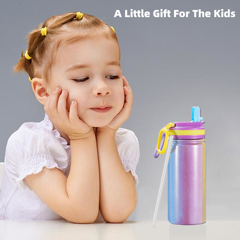 Factory-Made 16oz/12oz Children's Stainless Steel Insulated Sippy Water Bottle With Flip Top Vacuum Flask for Kids' Drinks/Mug
