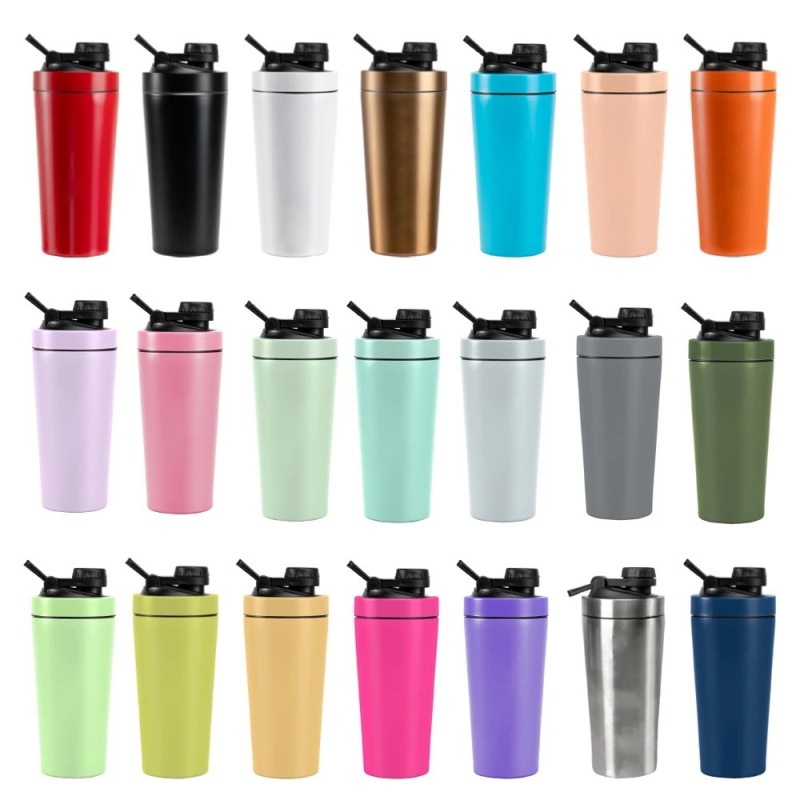 Single Wall 750ml 304 Stainless Steel Shaker Bottle GYM Wholesale Bpa Free Custom logo Protein Shaker Bottles