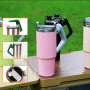 40oz Rotatable Handle Travel Mug - Vacuum Insulated Stainless Steel Tumbler W/Lid & Straw Leakproof for Gym/Car