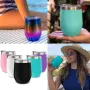 Wholesale 12Oz Stainless Steel Insulated Wine Glass Travel Coffee Mug Tumbler With Lid