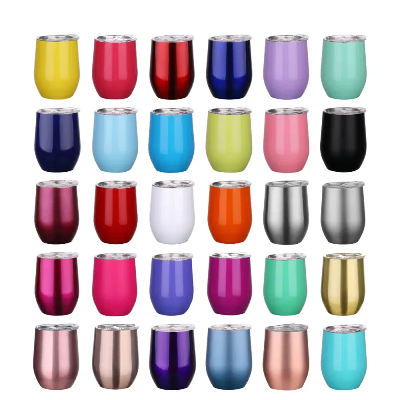 Wholesale 12Oz Stainless Steel Insulated Wine Glass Travel Coffee Mug Tumbler With Lid