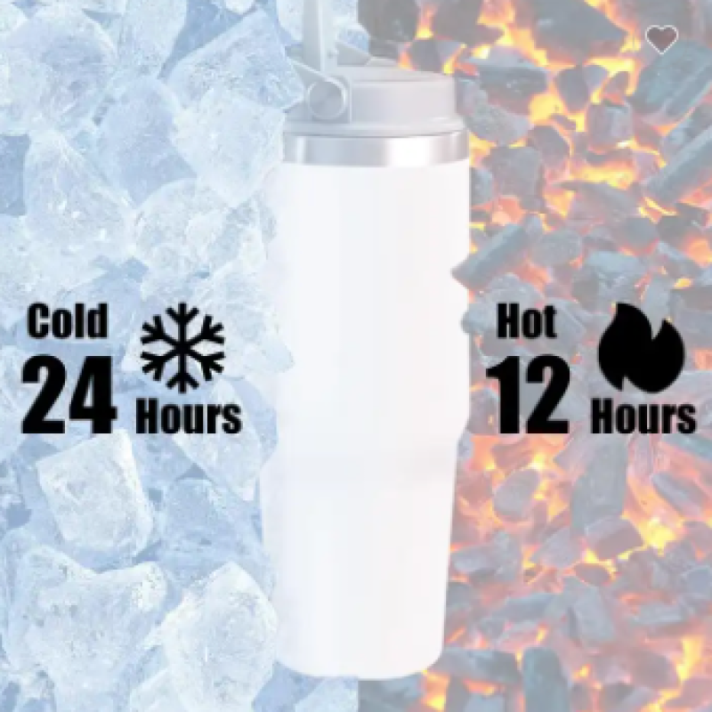 Portable 20oz 30oz Stainless Steel Flip Straw Insulated Travel Coffee Cup Tumbler Handle Leakproof Outdoor Thermal Car Food