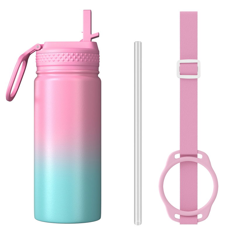 Factory-Made 16oz Children's Stainless Steel Insulated Sippy Water Bottle With Flip Top Vacuum Flask for Kids' Drinks/Mug