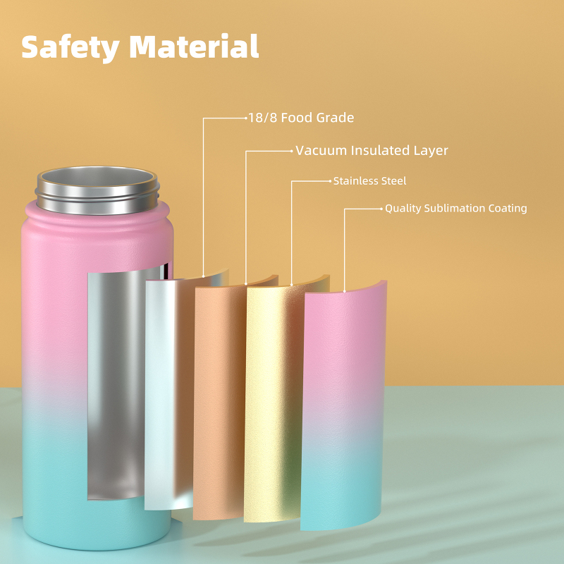 Factory-Made 16oz Children's Stainless Steel Insulated Sippy Water Bottle With Flip Top Vacuum Flask for Kids' Drinks/Mug