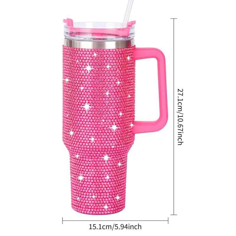 Rhinestone 40oz Tumbler Adventure Bottle Tumbler with Straw Stainless Steel Vacuum 40oz Tumbler with Handle
