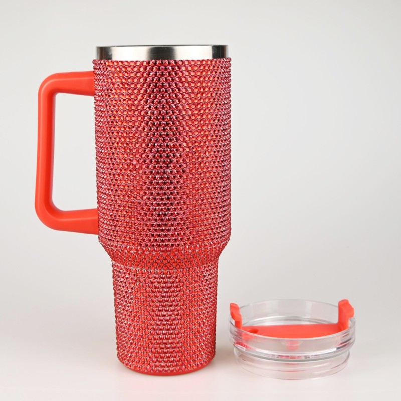 Rhinestone 40oz Tumbler Adventure Bottle Tumbler with Straw Stainless Steel Vacuum 40oz Tumbler with Handle