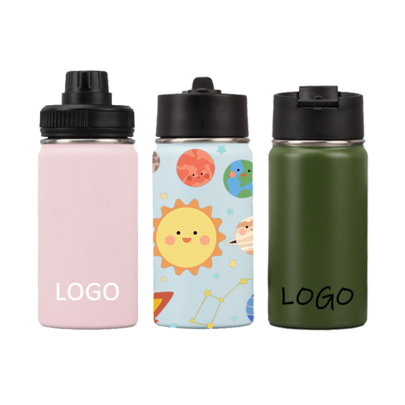 New Design Powder Coated Children Water Bottle Stainless Steel 12oz Tumbler with Handle Christmas Bottles