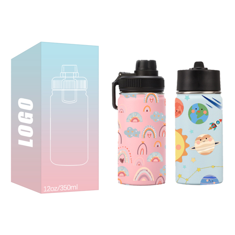 New Design Powder Coated Children Water Bottle Stainless Steel 12oz Tumbler with Handle Christmas Bottles