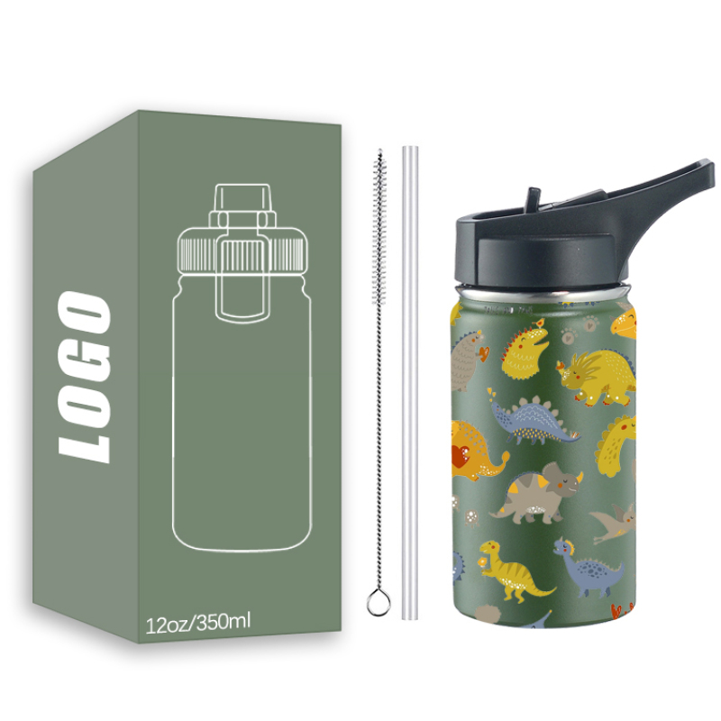 New Design Powder Coated Children Water Bottle Stainless Steel 12oz Tumbler with Handle Christmas Bottles