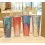 Double Wall DIY 710ml 24oz Plastic Fish Scales Mermaid Tumbler Cup