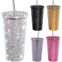 Rhinestone500ml 750ml Double Wall Insulated Stainless Steel BlingTumbler Coffee Travel Mug with Lid and Straw for Water or Beer