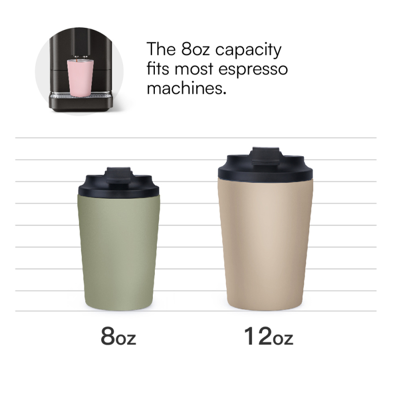Wholesale Customized Logo 8oz 12oz Coated Stainless Steel Vacuum Coffee Cup With Lids
