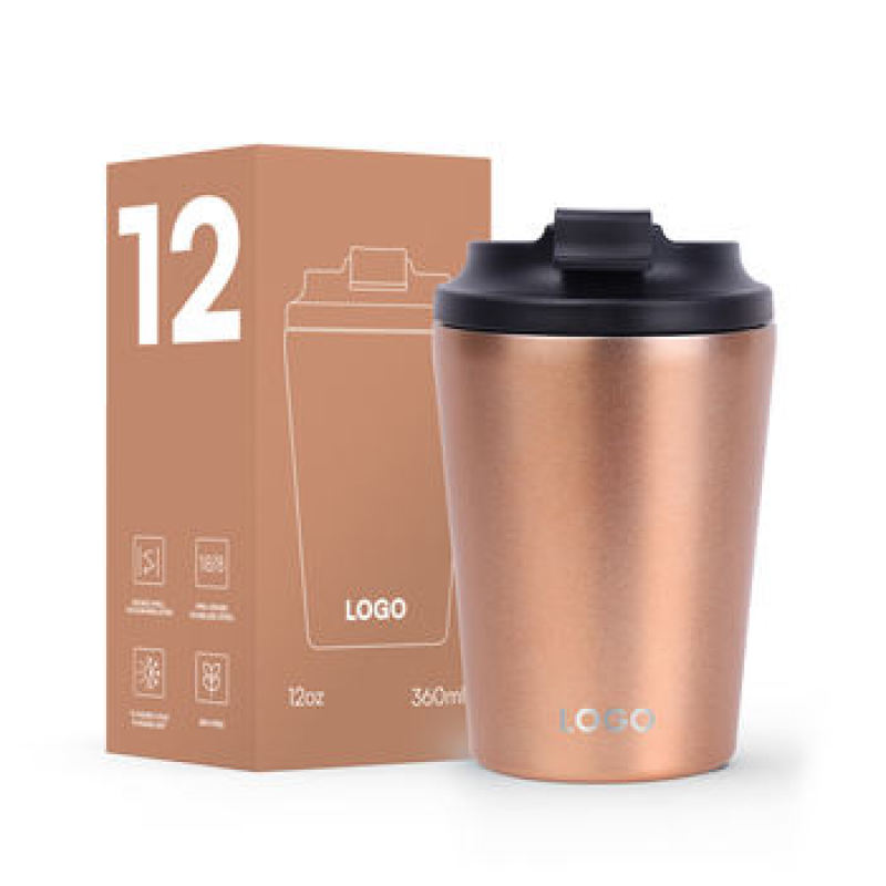 Wholesale Customized Logo 8oz 12oz Coated Stainless Steel Vacuum Coffee Cup With Lids