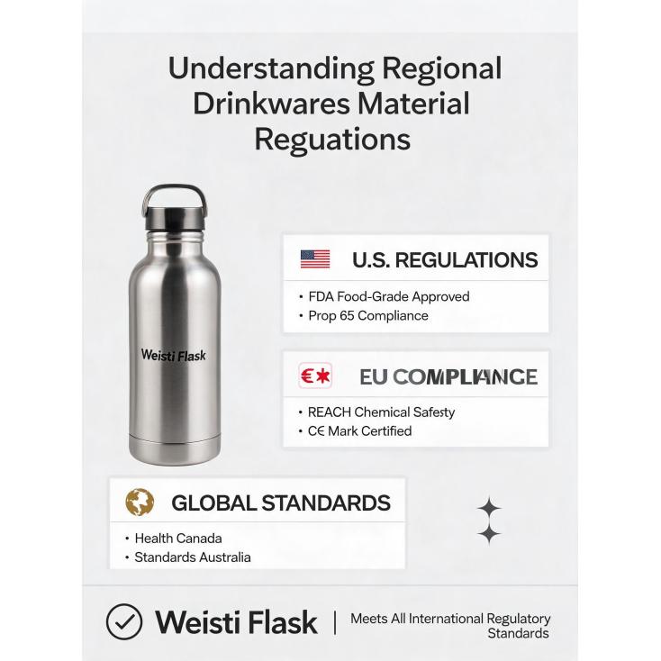 Are there specific regulations for drinkware materials (like lids) in different regions (US, EU, etc.)?