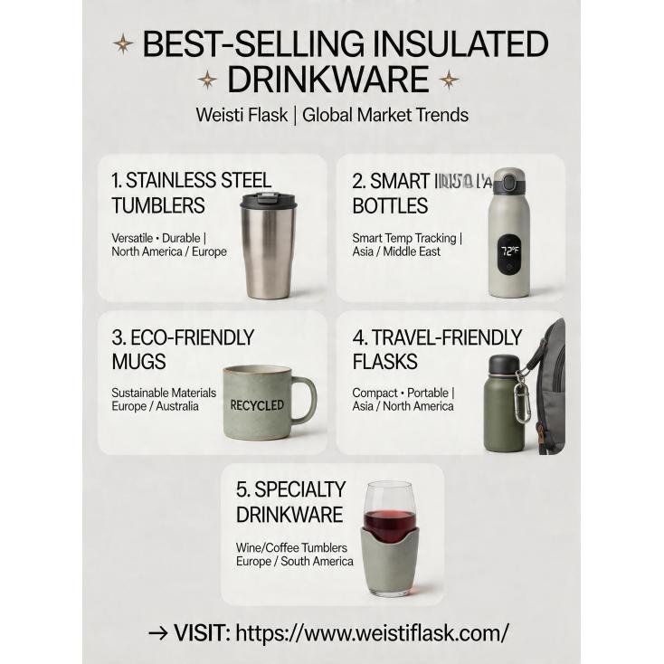 What are the current best-selling types of insulated drinkware in international markets?