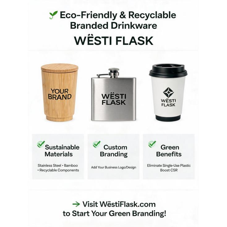 What are the capabilities for creating eco-friendly or recyclable branded drinkware?