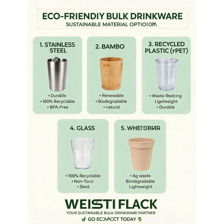 Are there eco-friendly or sustainable material options available for bulk drinkware production?