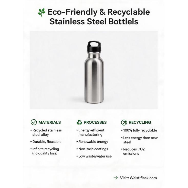 What materials and processes make a stainless steel bottle truly 'eco-friendly' and recyclable?