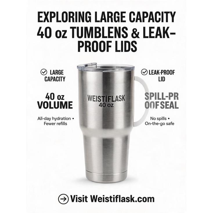 Is there a growing market demand for specific features like large capacity (40 oz) tumblers or leak-proof lids?