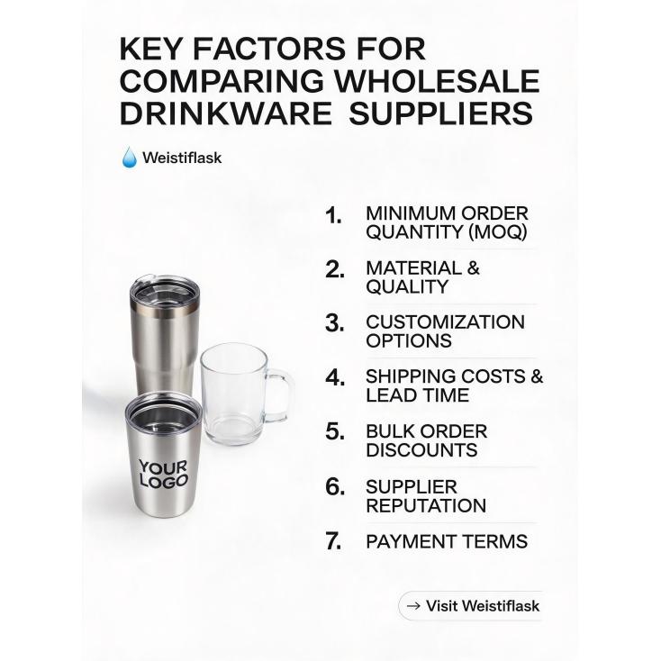What are the key factors to consider when comparing prices between different wholesale drinkware suppliers?