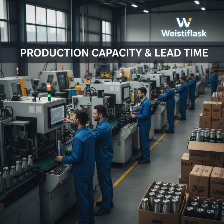 How can I evaluate the production capacity and lead time of a drinkware factory before placing a bulk order?