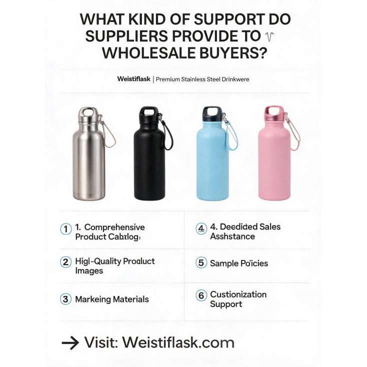What kind of support (catalog, product images, marketing materials) do suppliers provide to wholesale buyers?