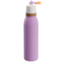 600ml Stainless Steel Double-Walled Vacuum Insulated Cola Flask Reusable Leak-Proof Water Bottle Bamboo Lid for Direct Drinking