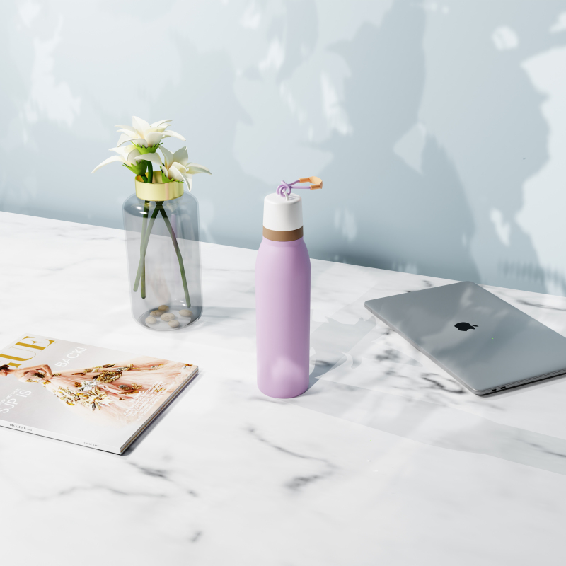 600ml Stainless Steel Double-Walled Vacuum Insulated Cola Flask Reusable Leak-Proof Water Bottle Bamboo Lid for Direct Drinking