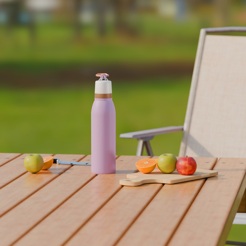 600ml Stainless Steel Double-Walled Vacuum Insulated Cola Flask Reusable Leak-Proof Water Bottle Bamboo Lid for Direct Drinking