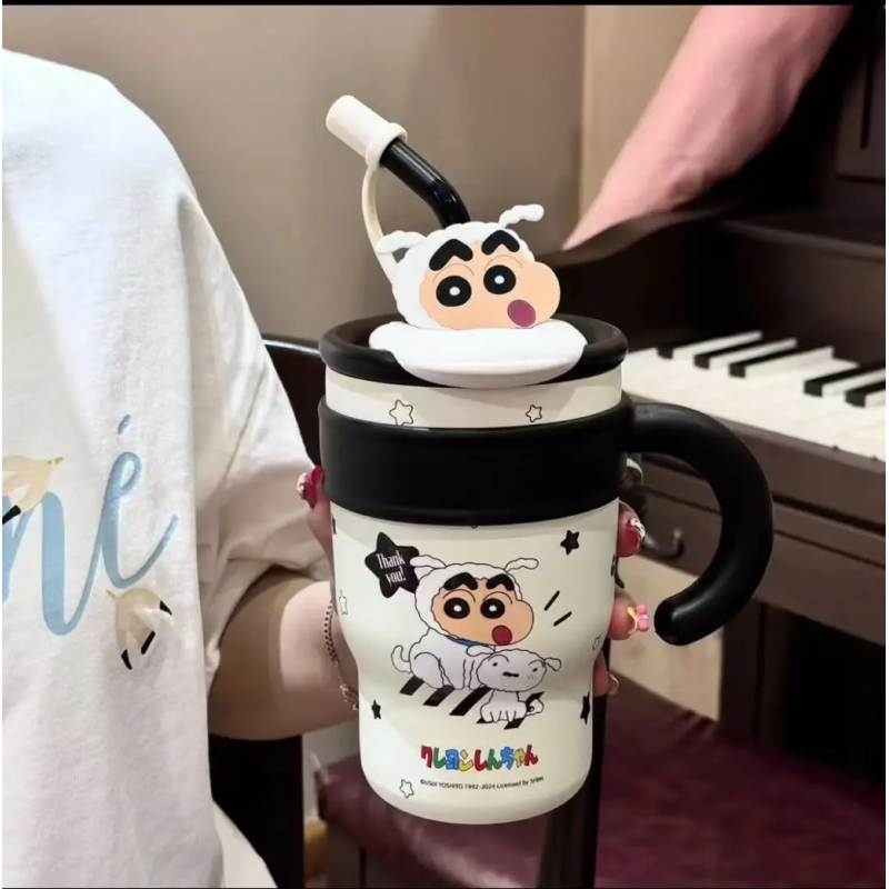 Large Capacity 304 Stainless Steel Insulated Tumbler Cup Crayon Shinchan Big Mac Ice King Design